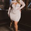 Dresses Aria Romance | Plus Size Sabine Rhinestone Bodycon Dress Nude