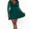 Dresses Curvy Sense | Plus Size Eisley Flare Dress Green