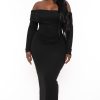 Little Black Styles Curvy Sense | Plus Size Nerida Off Shoulder Maxi Dress Black