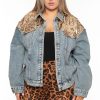 Outerwear GEE GEE | Plus Size Starlette Denim /Sequins Jacket Medium Blue