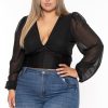 Tops Curvy Sense | Plus Size Priya Chiffon Top Black