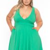 Dresses Curvy Sense | Plus Size Jeanine Flare Dress Green