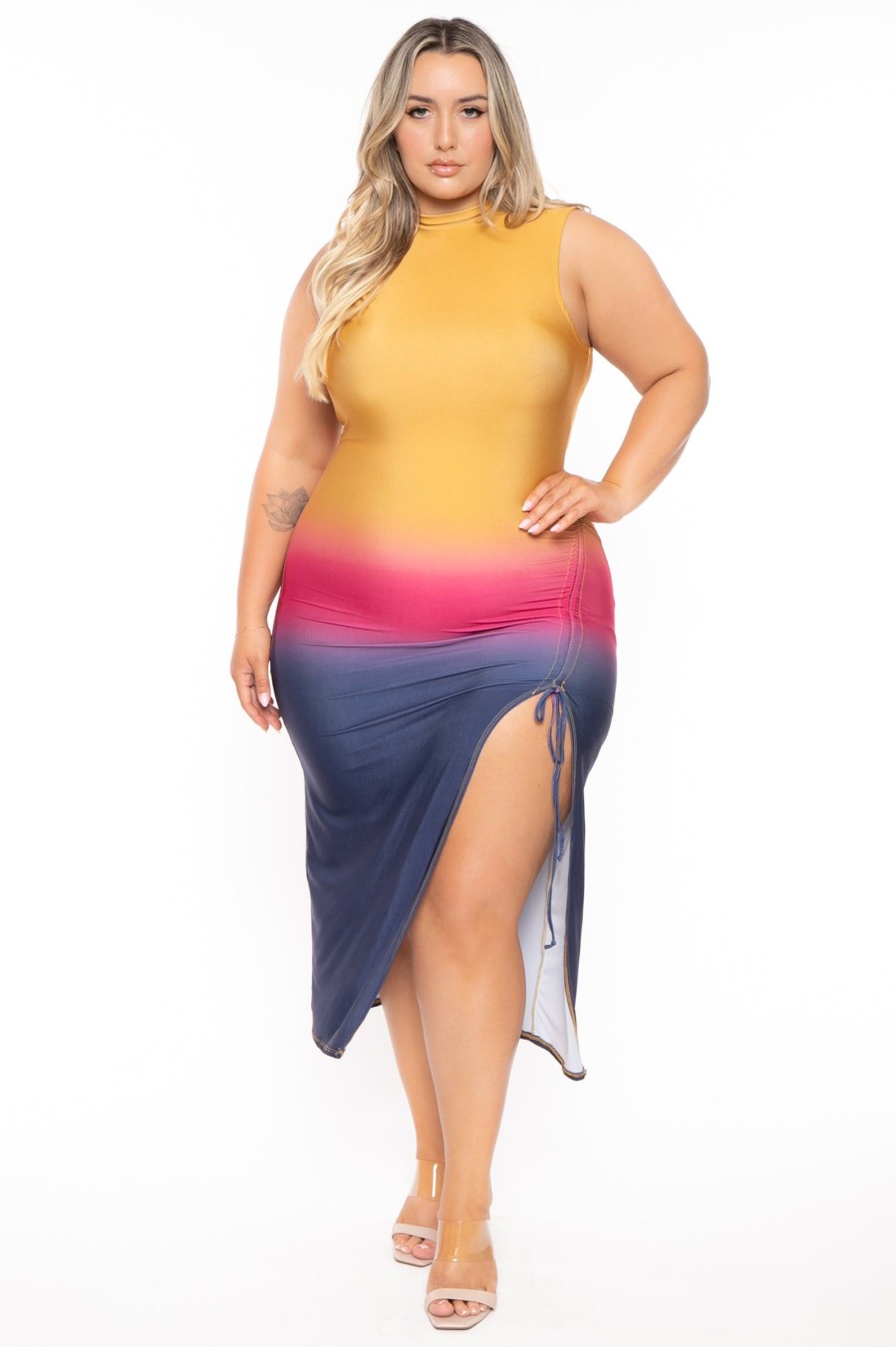 Dresses Gibiu | Plus Size Zana Gradient Mock Midi Dress Multi