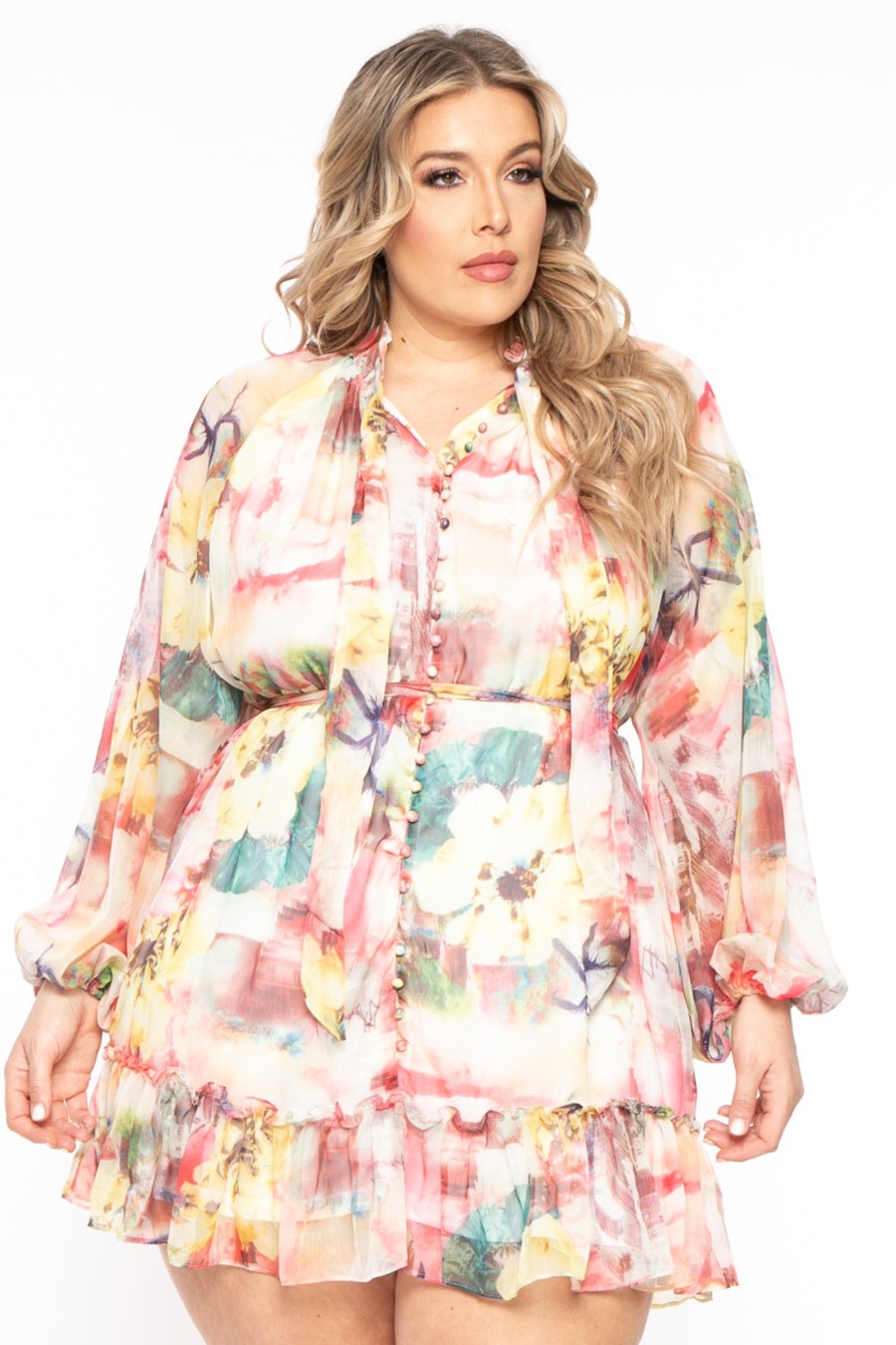 Dresses The Sang Company | Plus Size Malia Baby Doll Dress Multi