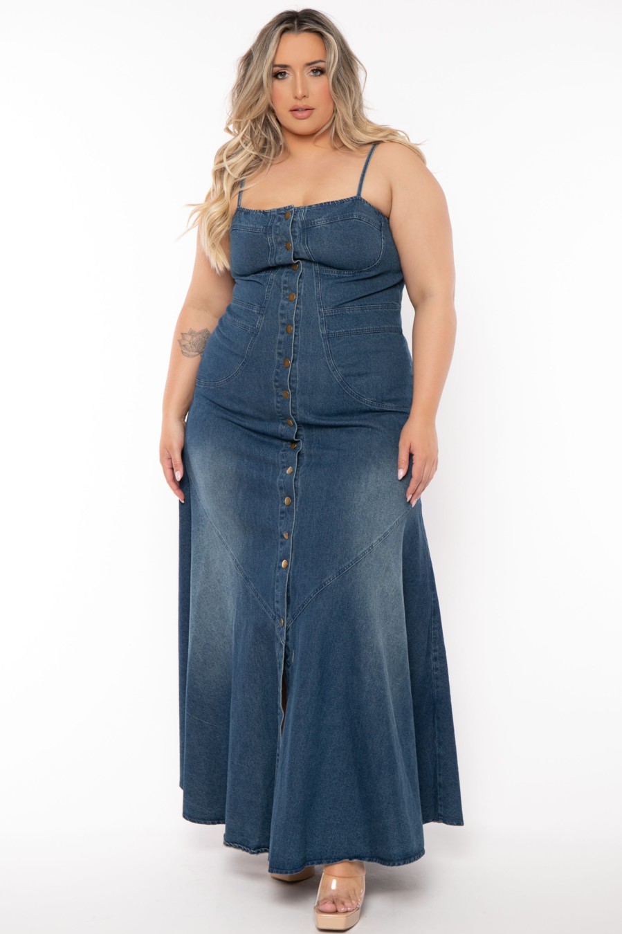 Dresses Jade by Jane | Plus Size Lana Denim Maxi Dress Blue