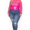 Tops Curvy Sense | Plus Size Charlotte Faux Leather Top Fuchsia