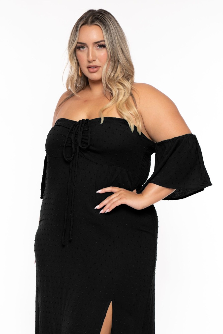 Little Black Styles CULTURE CODE | Plus Size Moriah Swiss Dot Maxi Dress Black