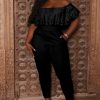 Little Black Styles Curvy Sense | Plus Size Rosalinda Frill Lace Jumpsuit Black