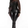 Tops Curvy Sense | Plus Size Charlotte Faux Leather Top Black