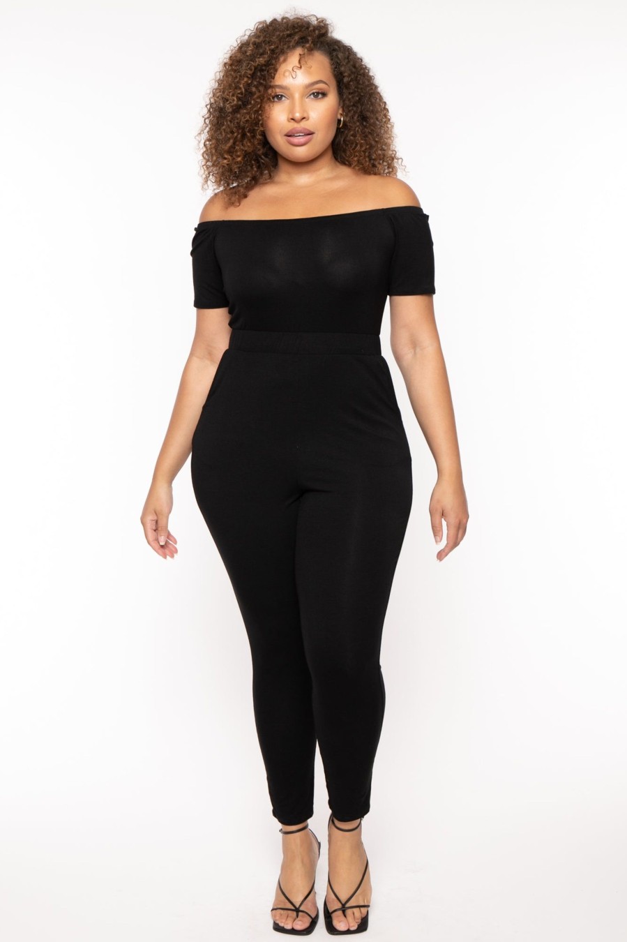 Jumpsuits & Rompers Curvy Sense | Plus Size Luisa Off The Shoulder Jumpsuit Black