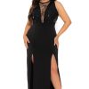 Dresses Curvy Sense | Plus Size Chiara M- Slit Maxi Dress Black