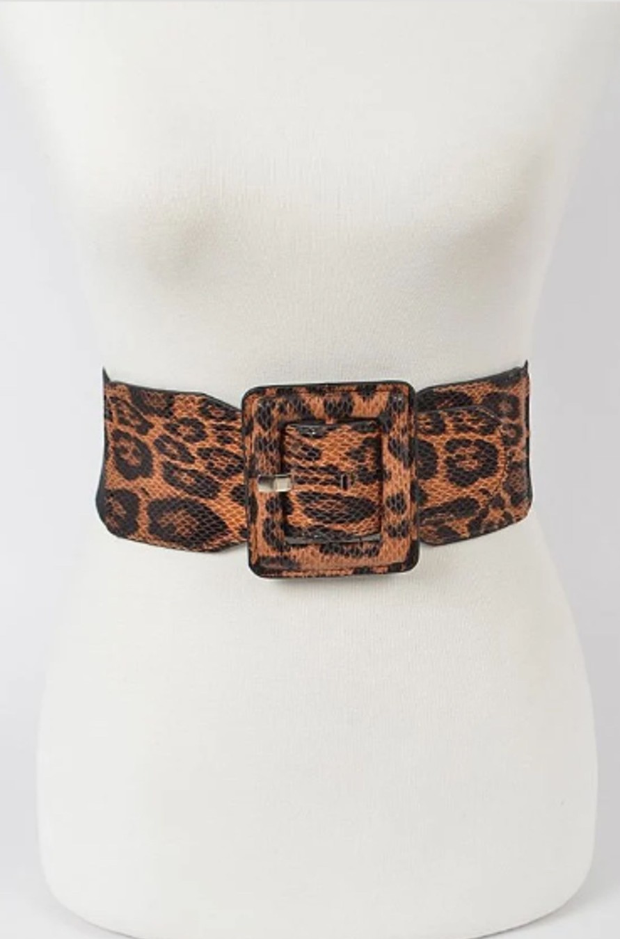 Accessories Hu0026D | Plus Size Leopard Faux Leather Belt Black