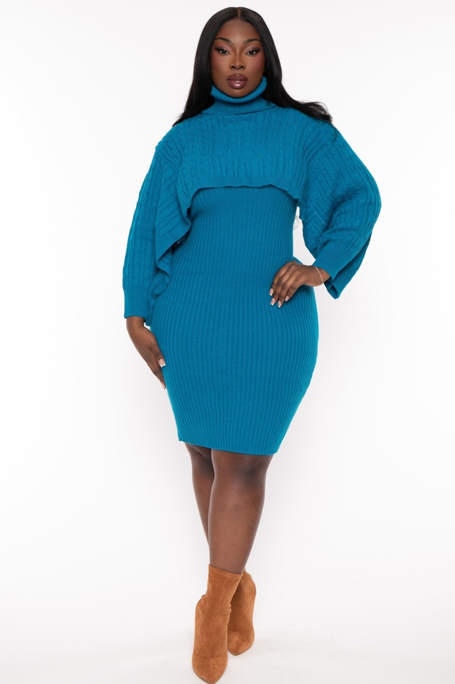 Matching Sets sweaterland | Plus Size Joyce Sweater Matching Set Teal