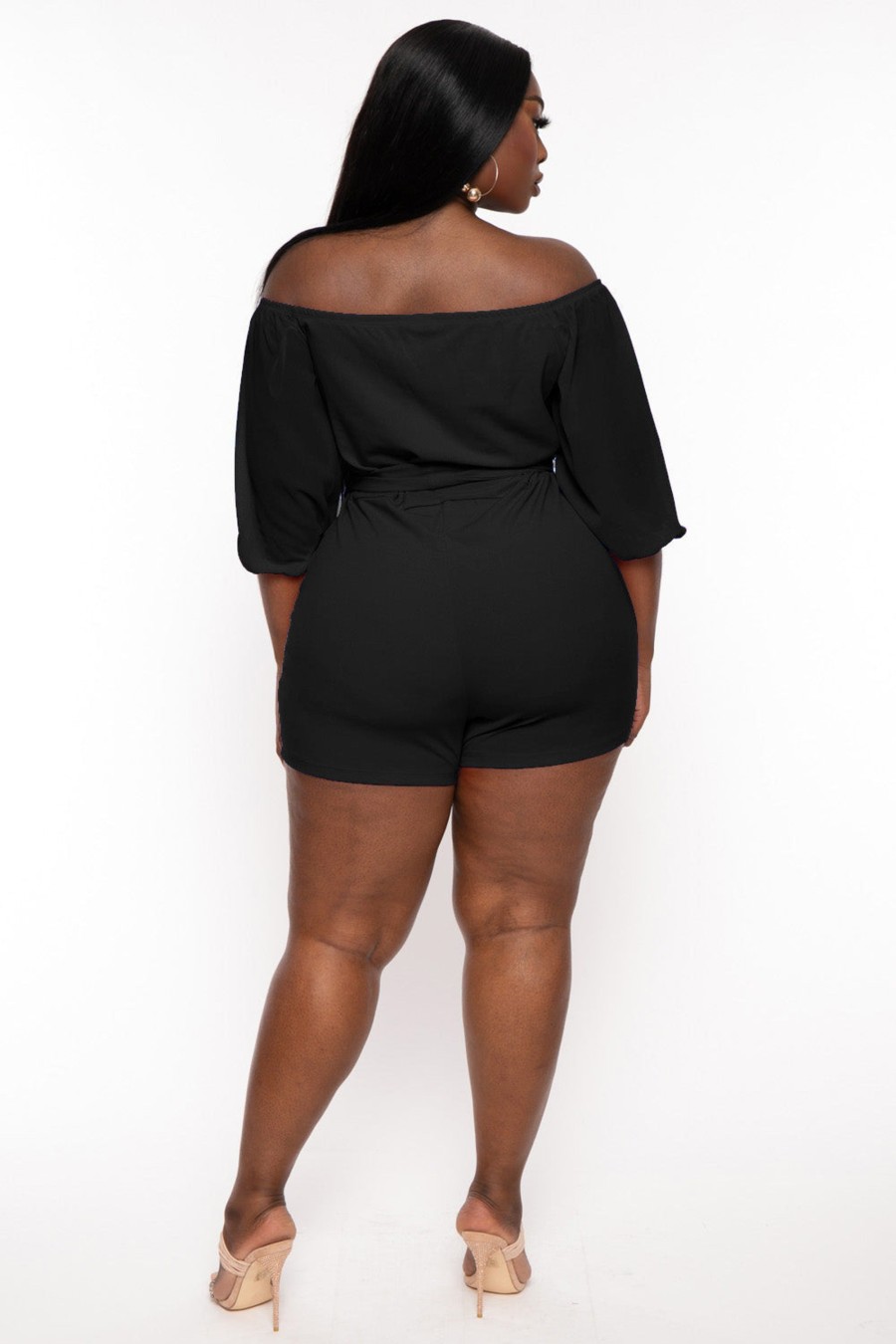 Jumpsuits & Rompers Find Me | Plus Size Aryana Cross Over Romper Black