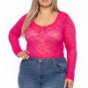 Tops CULTURE CODE | Plus Size Mairi Lace Bodysuit Fuchsia