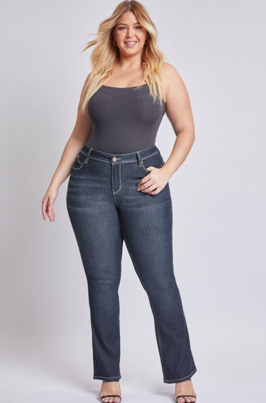 Jeans & Denim YMI | Plus Size Dreamy Mid Waist Boot Cut Jean - Dark Indigo Dark Blue