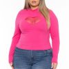 Tops Curvy Sense | Plus Size Lovey Heart Cut Out Top Fuchsia