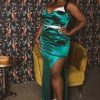 Dresses SYMPHONY | Plus Size Donnetta Satin Gown Green