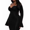 Little Black Styles Curvy Sense | Plus Size Maryliz Front Twist Bodycon Dress Black