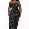 Dresses Curvy Sense | Plus Size Aissa Ruched Mesh Maxi Dress Black