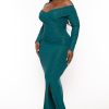 Dresses Gibiu | Plus Size Frenzetta Glitter Gown Hunter Green