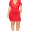 Dresses Curvy Sense | Plus Size Lace Top Dress Red