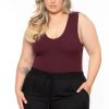 Tops Rae mode | Plus Size Basic V-Neck Bodysuit Plum