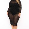 Dresses Gibiu | Plus Size Juliza Sheer Mesh Midi Dress Black