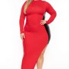 Dresses Curvy Sense | Plus Size Melanie Asymmetric Maxi Dress Red