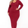 Dresses CULTURE CODE | Plus Size Carlette Bodycon Maxi Dress Burgundy