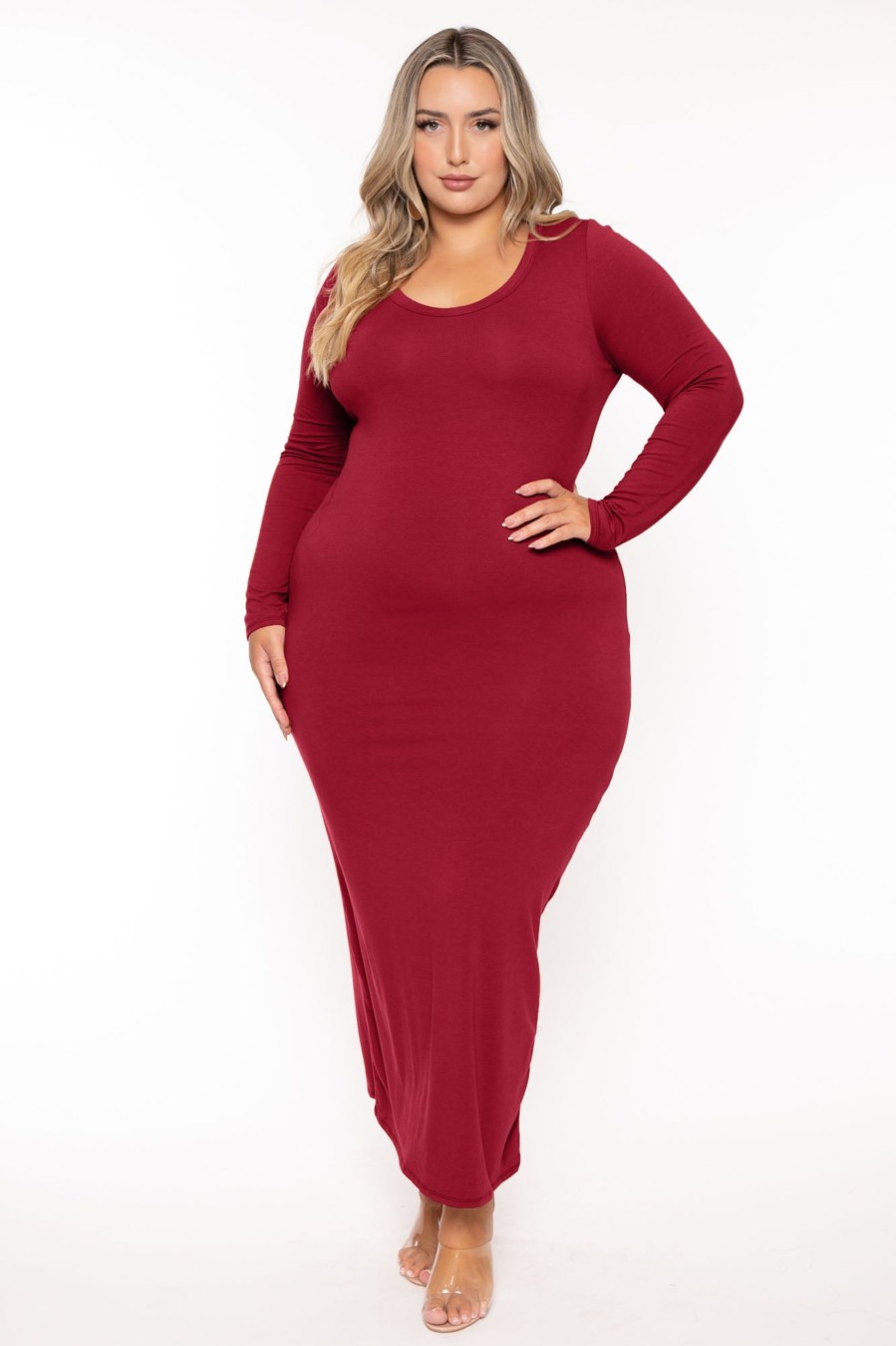 Dresses CULTURE CODE | Plus Size Carlette Bodycon Maxi Dress Burgundy