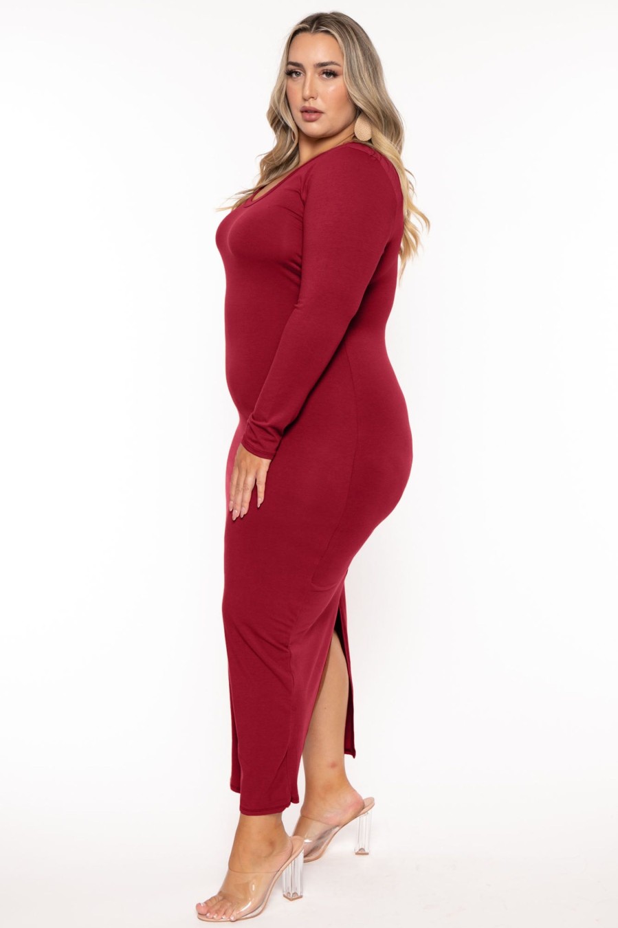 Dresses CULTURE CODE | Plus Size Carlette Bodycon Maxi Dress Burgundy