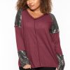 Tops Heimish | Plus Size Glenda Sequin Knit Top Burgundy