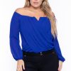 Tops Bluebell | Plus Size Aryana Cross Over Top Royal Blue