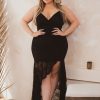 Dresses Curvy Sense | Plus Size Karisma Ruffle Lace Dress Black