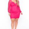 Dresses Curvy Sense | Plus Size Candie Mesh Dress Pink