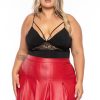 Bottoms Curvy Sense | Plus Size Blair Faux Leather Skirt Red