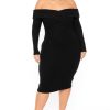 Dresses Curvy Sense | Plus Size Lydia Faux Cashmere Dress Black