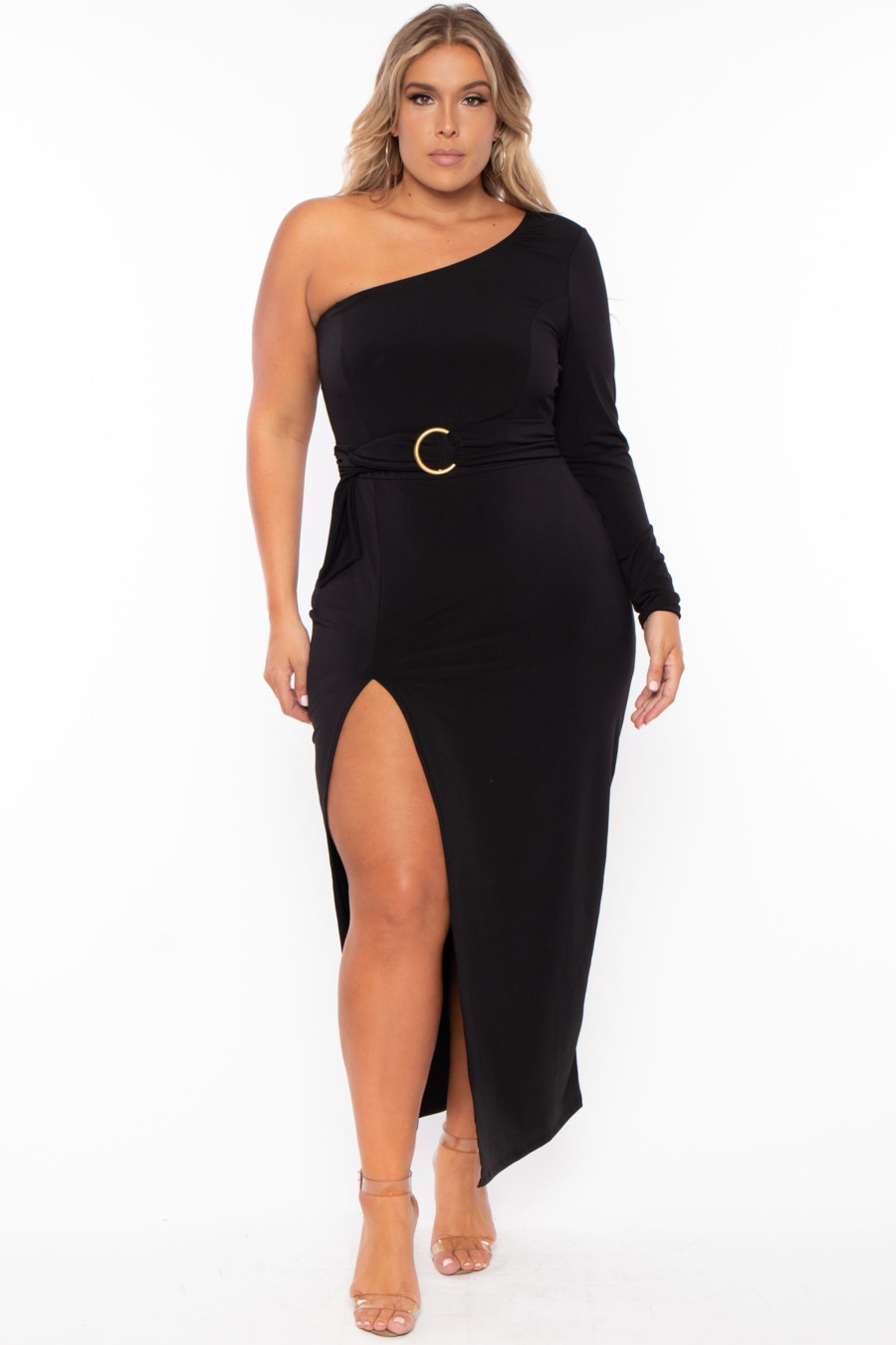 Little Black Styles Curvy Sense | Plus Size Alana Belted Dress Black