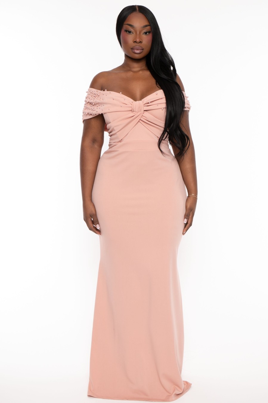 Dresses Symphony | Plus Size Belen Pear Maxi Gown Dress Blush