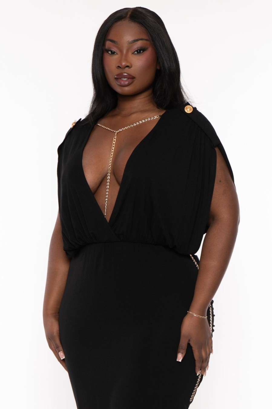 Dresses J2 FASHION | Plus Size Charvi Chain Maxi Dress Black