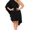 Dresses Curvy Sense | Plus Size Asymmetric Draped Dress Black