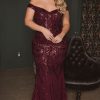 Dresses RICARICA | Plus Size Galilea Sequins Mermaid Gown Burgundy