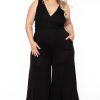 Jumpsuits & Rompers Blue Leopard | Plus Size Gabby Wide Leg Jumpsuit Black