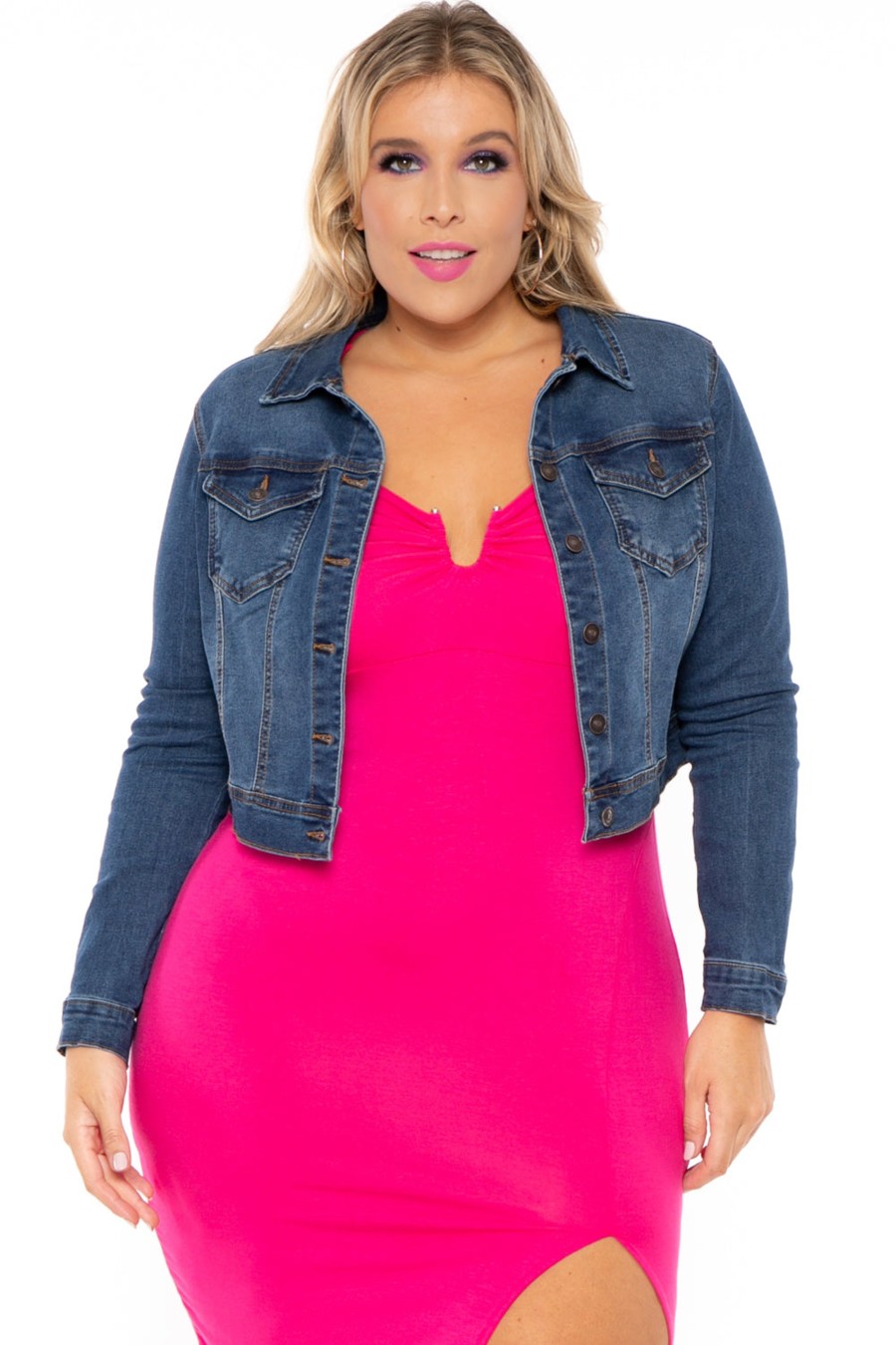 Jeans & Denim Wax Jean | Plus Size Basic Denim Jacket Dark Wash