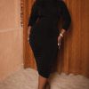 Little Black Styles The Curve LA | Plus Size Chrissy Mock Neck Midi Dress Black