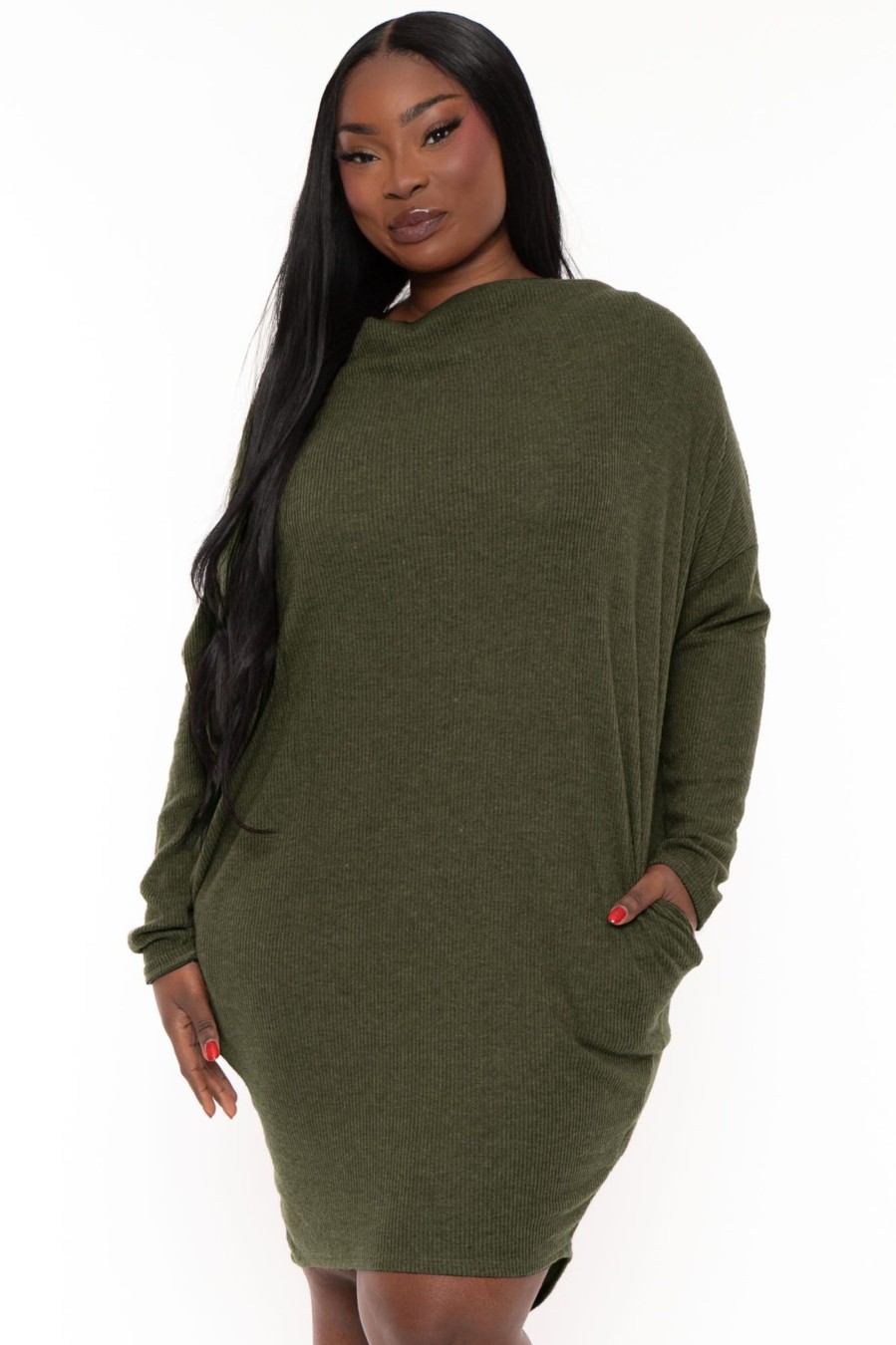 Dresses 143 | Plus Size Recee Cowl Neck Mini Dress Olive