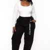 Jeans & Denim American Bazi | Plus Size Good Vibes Multi Pockets Jogger Black