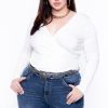 Tops Ambiance | Plus Size Surplice Top White