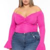 Tops Curvy Sense | Plus Size Maryliz Front Twist Top Fuchsia